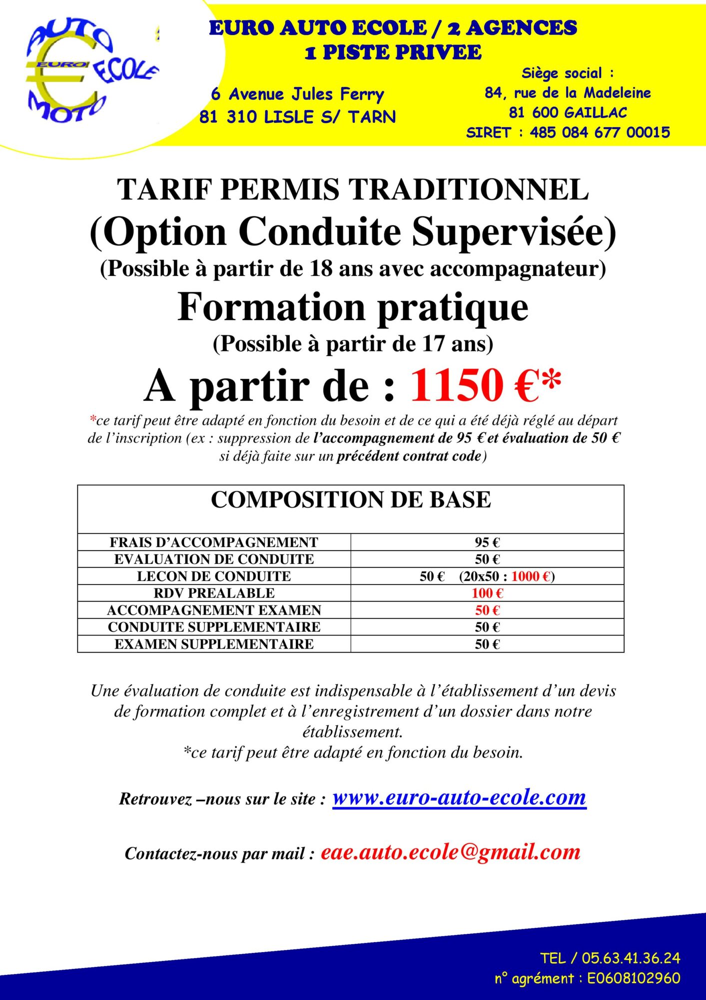 TARIF PERMIS B OPTION CS _PRATIQUE